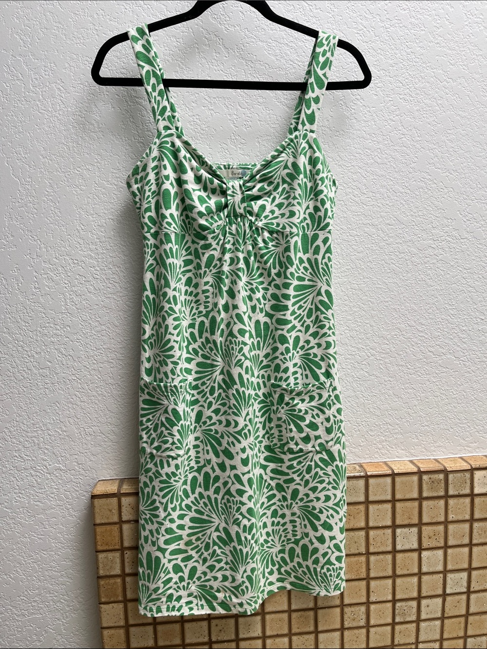Biden Green and White Floral Tank Dress